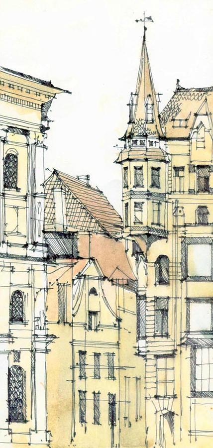 Architecture Painting - Riga #1 by Natalia Eremeyeva Duarte