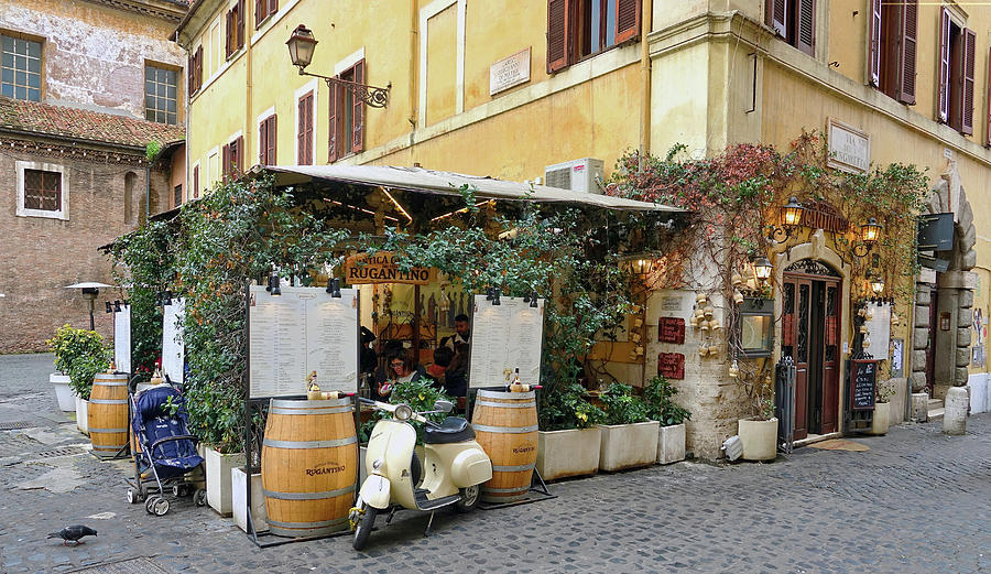 Ristorante In The Trastevere Neighborhood In Rome Italy #1 Photograph by Rick Rosenshein