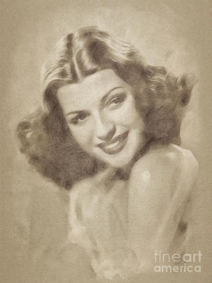 Rita Hayworth, Vintage Actress By John Springfield Drawing