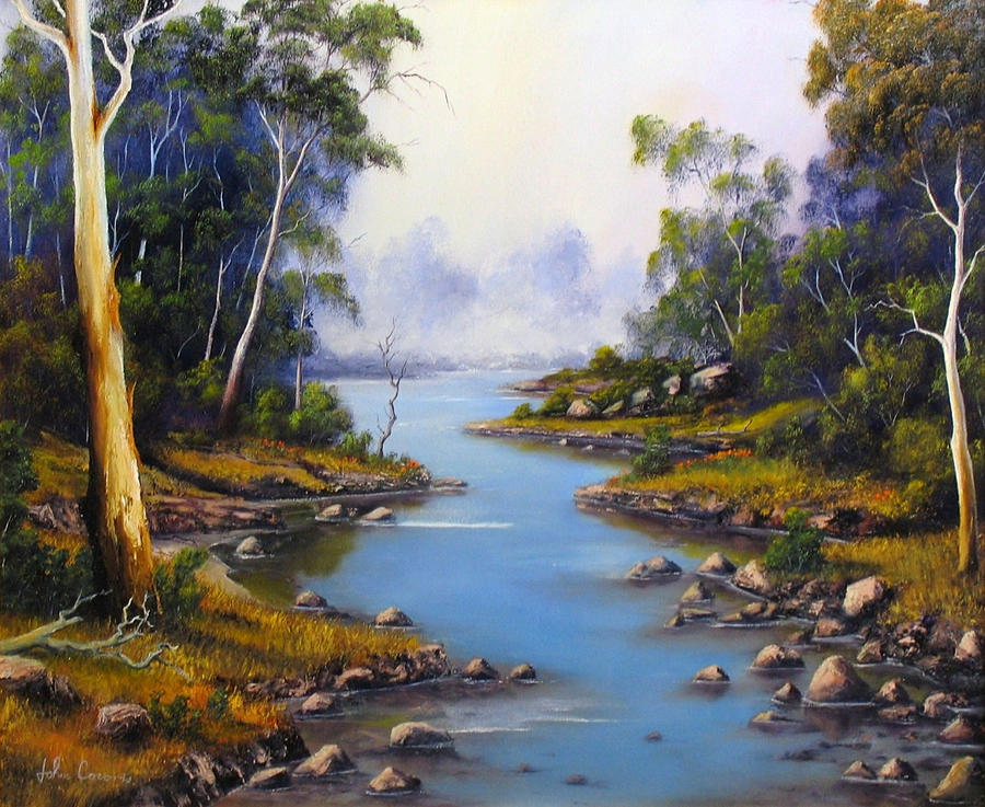 River Gumtrees #1 Painting by John Cocoris