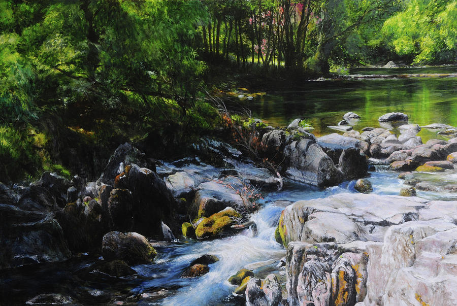 River in Wales Painting by Harry Robertson