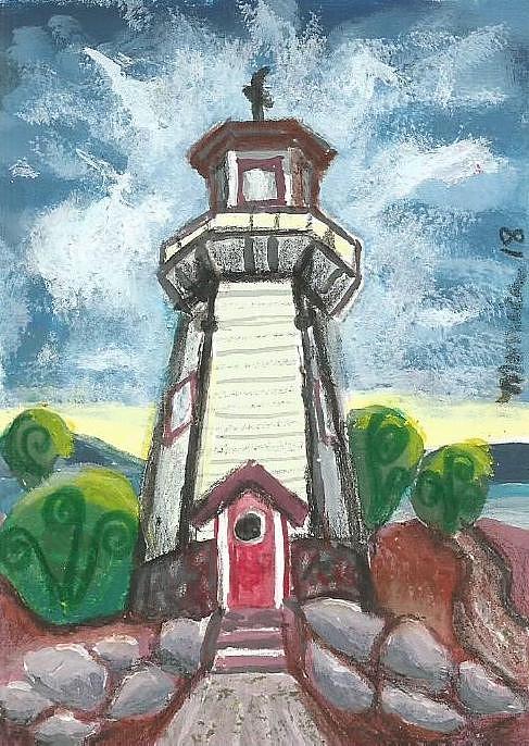 River Rouge Memorial Lighthouse Painting by Monica Resinger