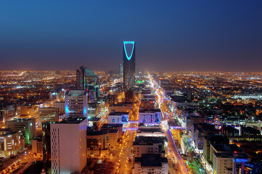 Riyadh skyline at night Photograph by Hany Musallam