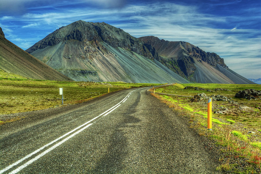 Nature Photograph - Road And Mountain Landscape South Iceland #1 by Mike Deutsch