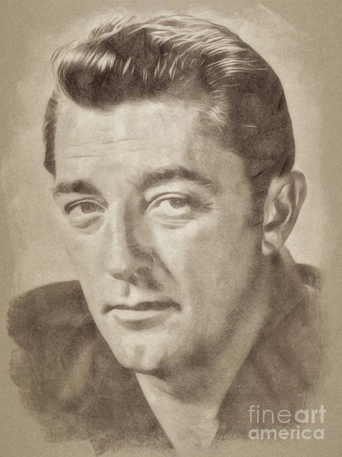 Hollywood Drawing - Robert Mitchum, Hollywood Legend by John Springfield #1 by Esoterica Art Agency