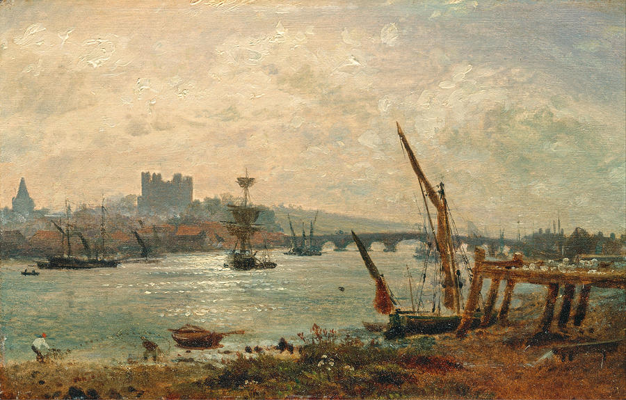 Rochester Cathedral and Castle #2 Painting by Frederick Nash