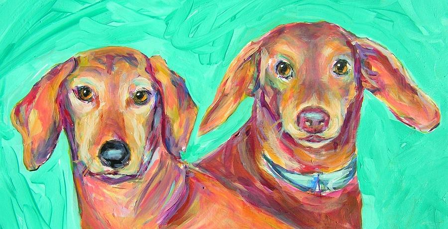 Rocky and Hershey #1 Painting by Judy Rogan