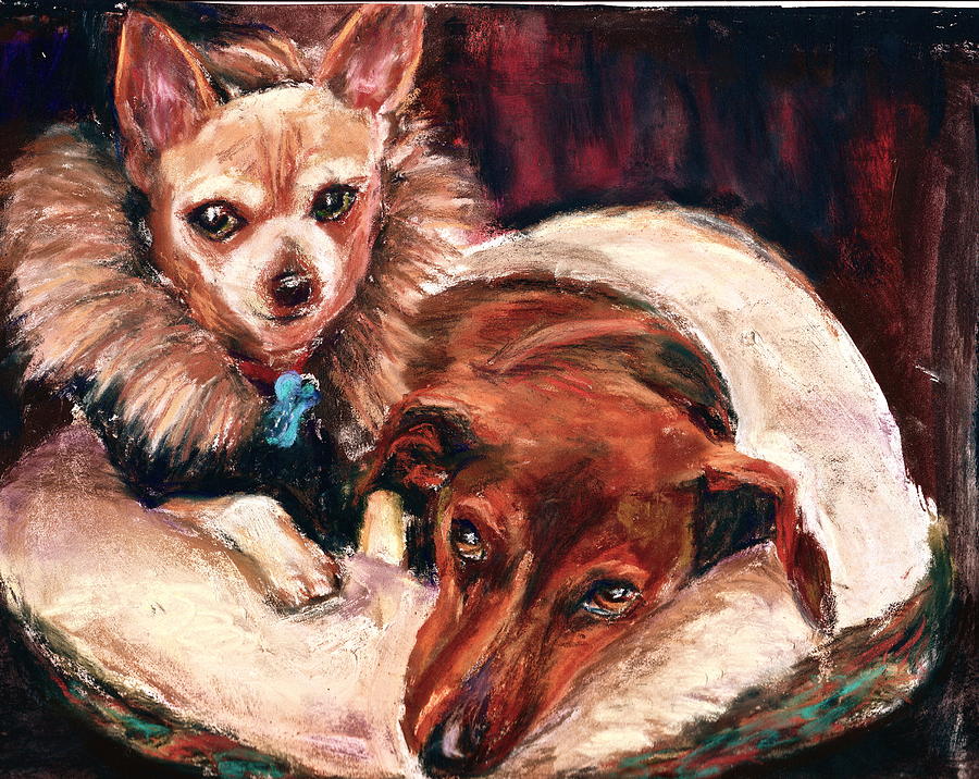 Dog Pastel - Rocky and Leo #1 by Joan Wulff