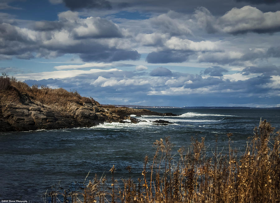 Rocky Shore Line Two Lights Maine Photograph