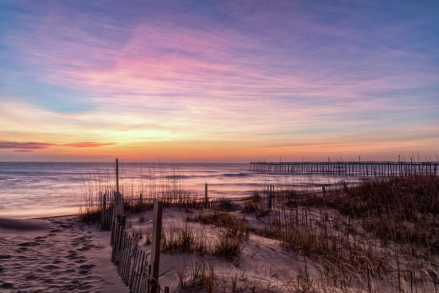 Pier Photograph - Rodanthe Sunrise #1 by Russell Pugh