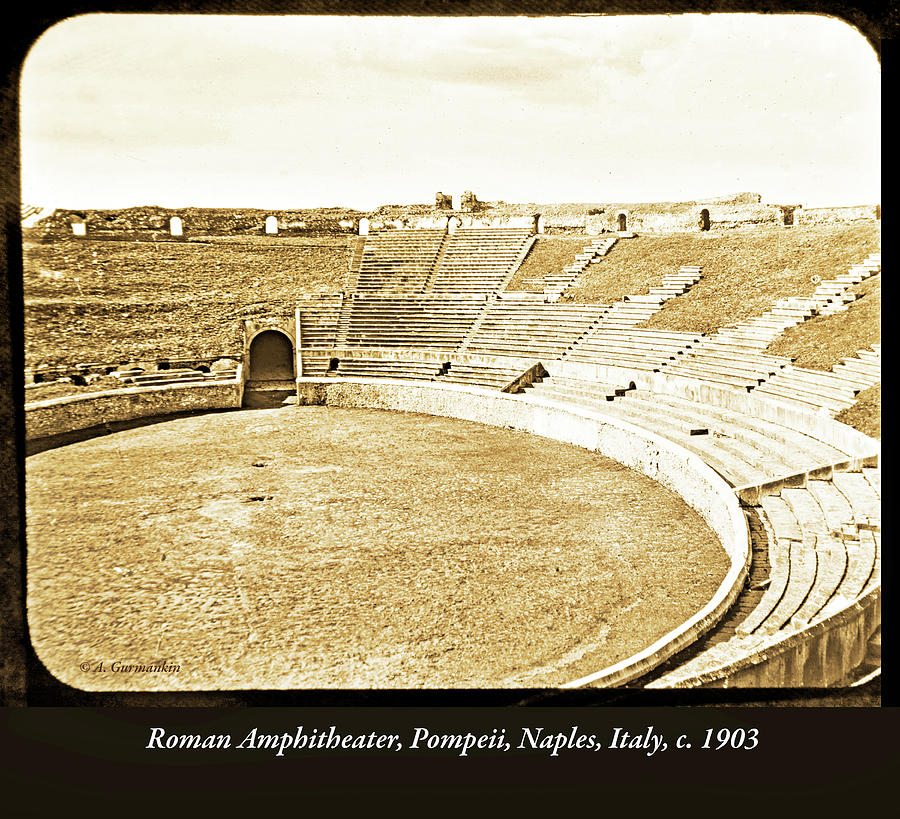 Roman Amphitheater, Pompeii, Naples, Italy, c. 1903 #1 Photograph by A Macarthur Gurmankin