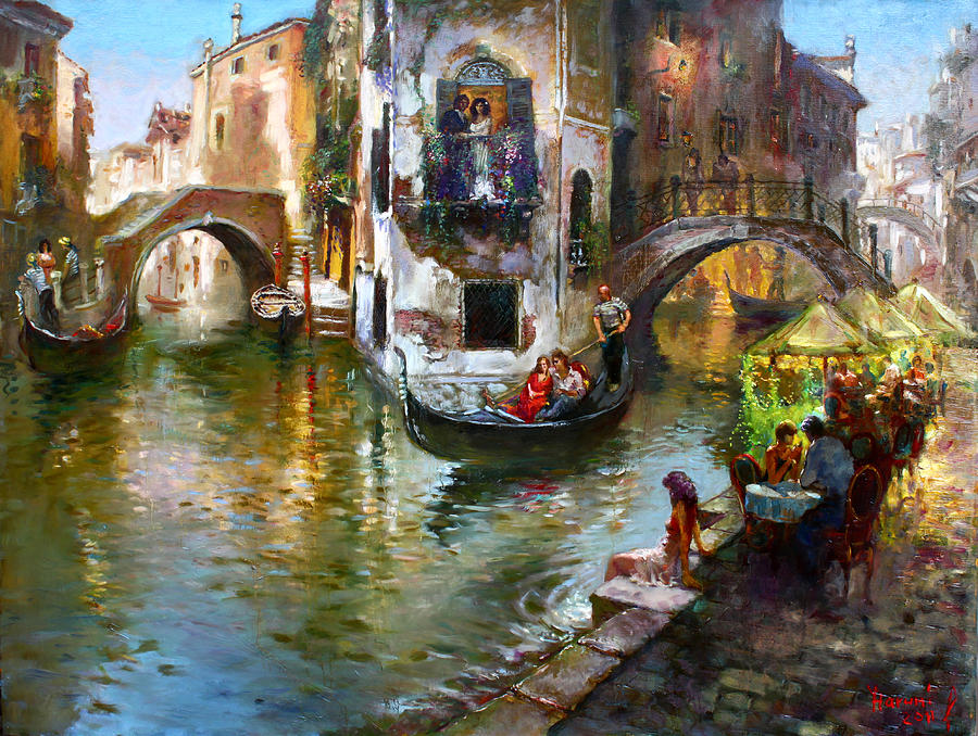 Romance In Venice Painting - Romance in Venice by Ylli Haruni