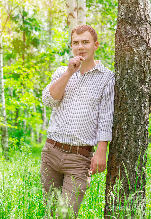 Nature Photograph - Romantic guy in the park #1 by Anna Om