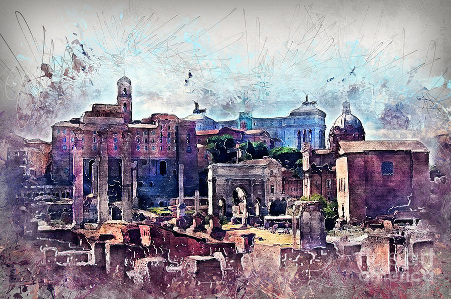 Rome architecture #1 Painting by Justyna Jaszke JBJart