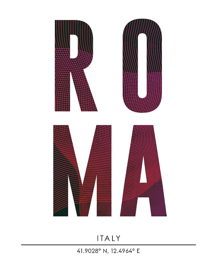 Roma, Italy - City Name Typography - Minimalist City Posters Mixed Media by Studio Grafiikka