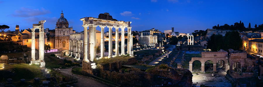 Rome Forum night panorama #1 Photograph by Songquan Deng