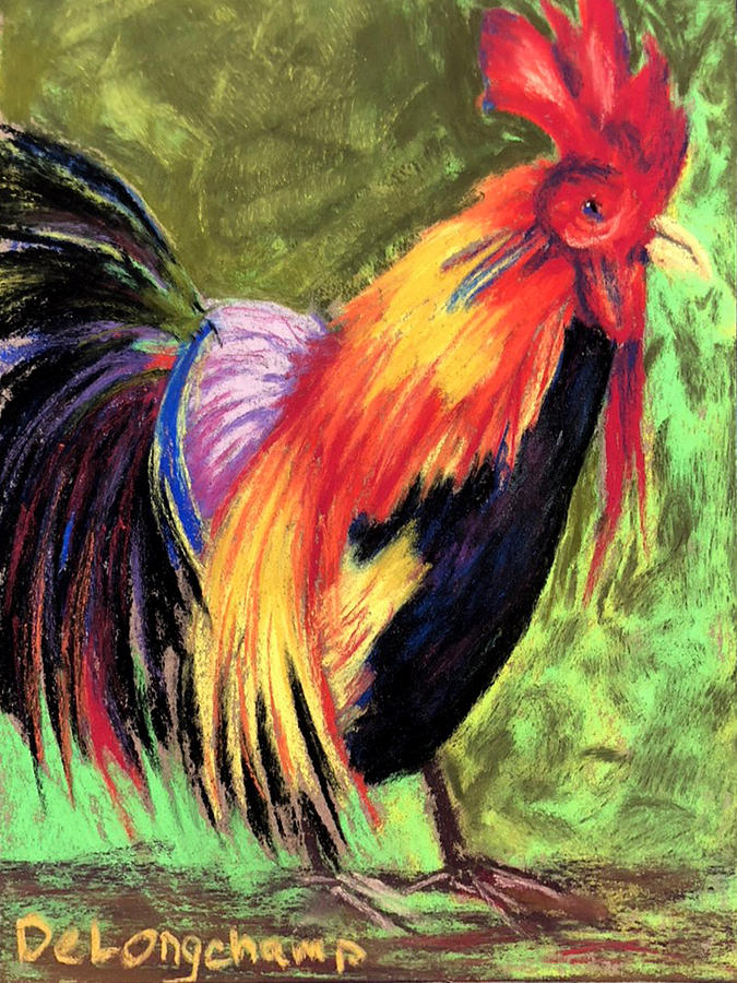 Rooster Pastel by Gerry Delongchamp