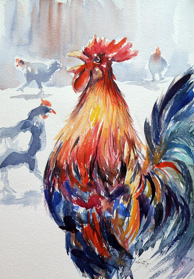 Rooster #4 Painting by Kovacs Anna Brigitta