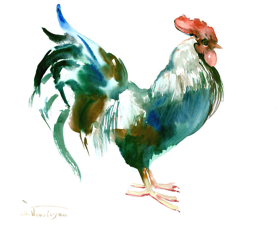 Farm Animals Painting - Rooster #1 by Suren Nersisyan