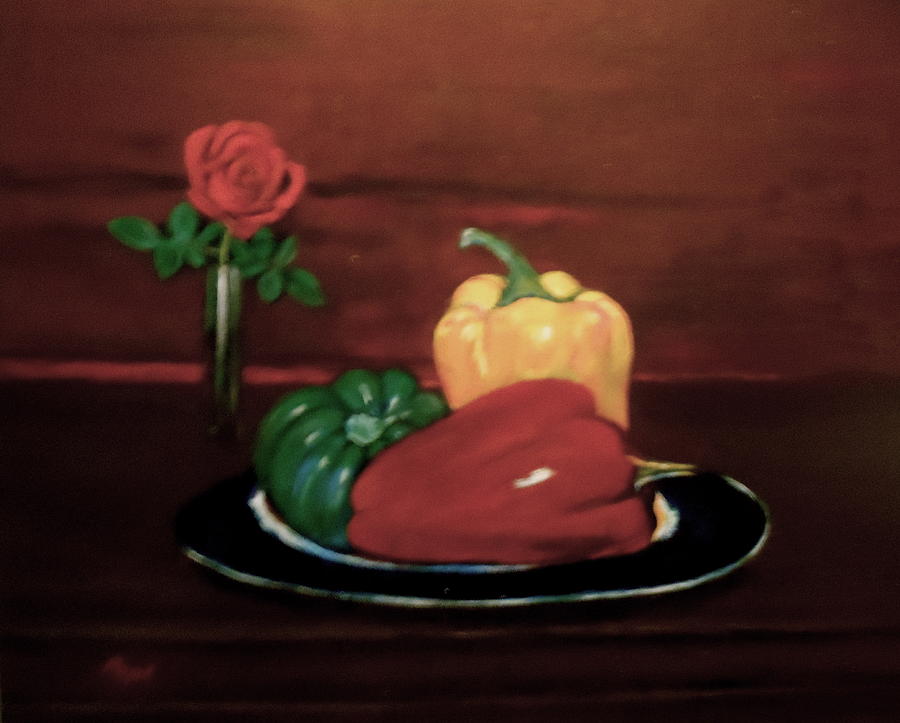 Rose and Peppers #1 Painting by Bruce Ben Pope