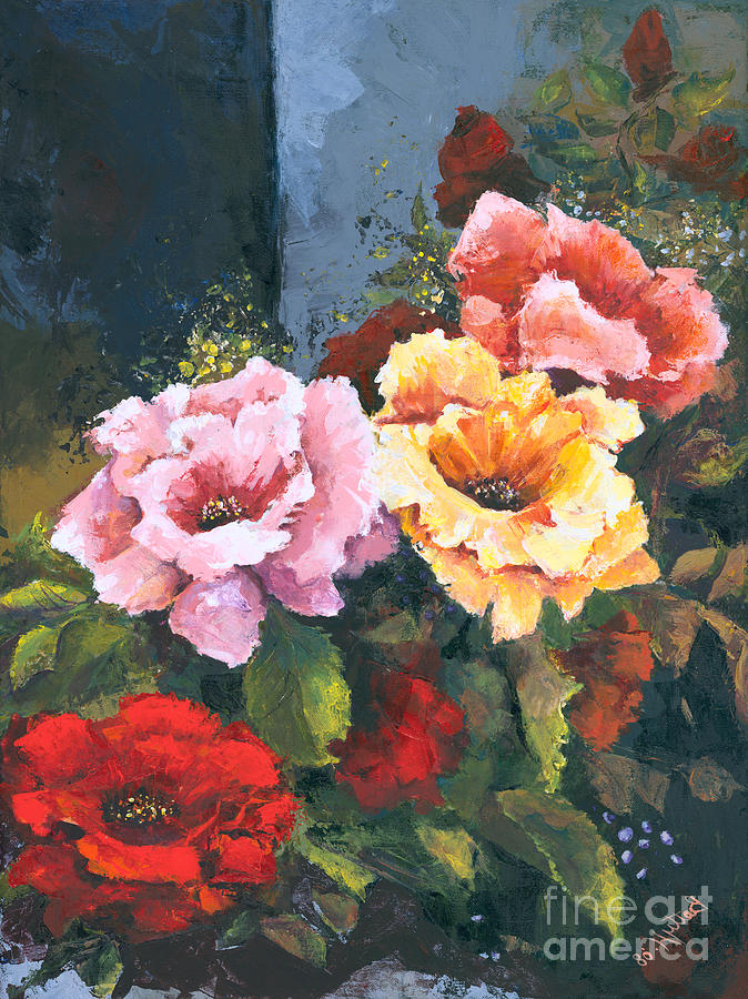 Roses Painting by Elisabeta Hermann