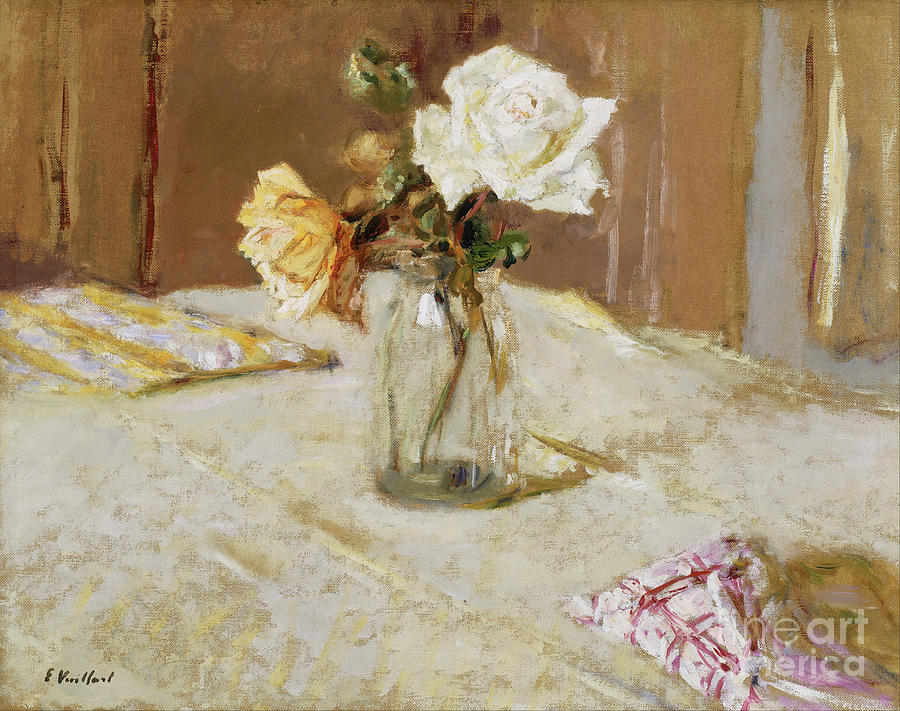Edouard Vuillard Painting - Roses in a Glass Vase #1 by Celestial Images