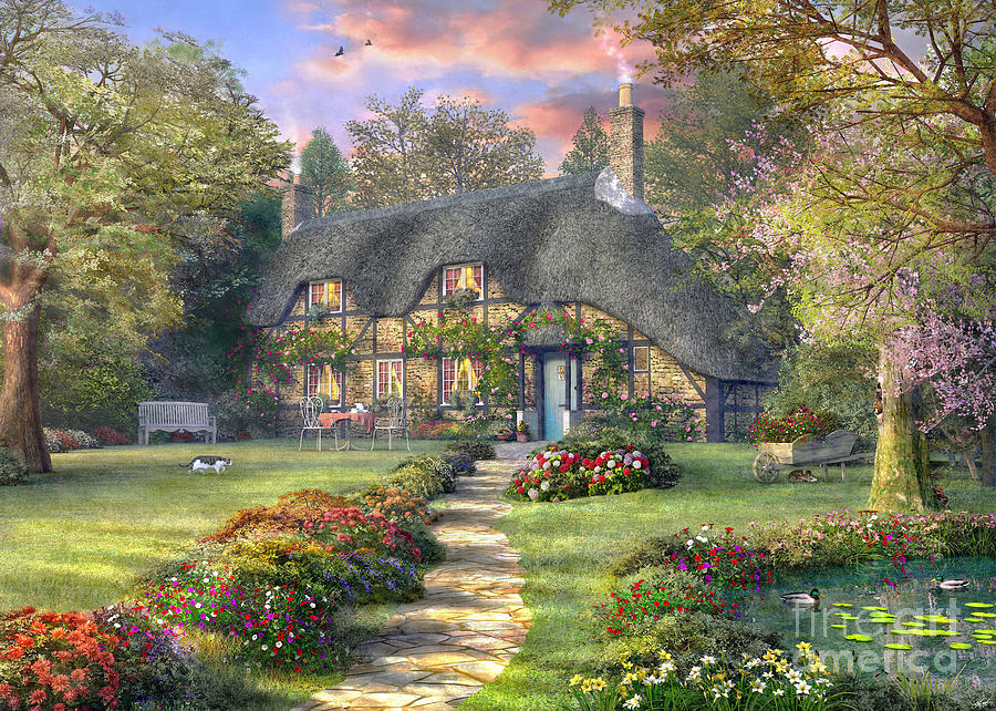 Flower Digital Art - Rosewood Cottage #1 by MGL Meiklejohn Graphics Licensing