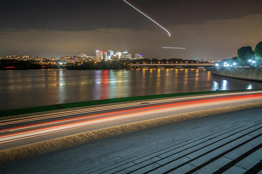  Rosslyn Skyline, Theodore Rosevelt Memorial Bridge and traffic  #1 Photograph by Alex Grichenko