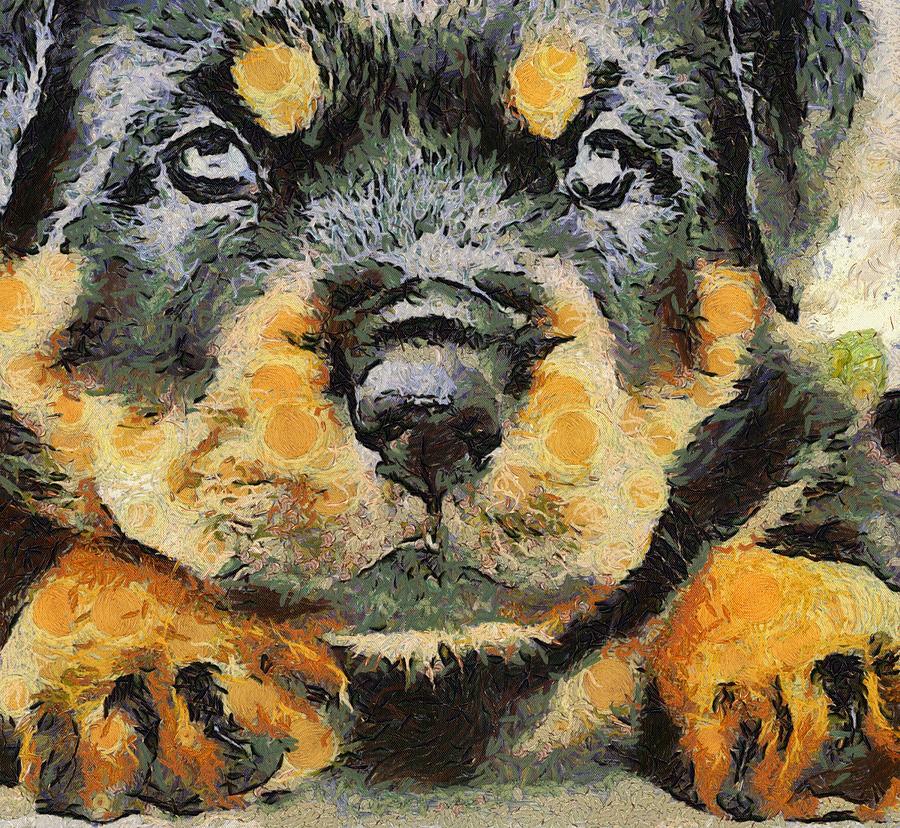Rottweiler Puppy Portrait #1 Painting by Taiche Acrylic Art