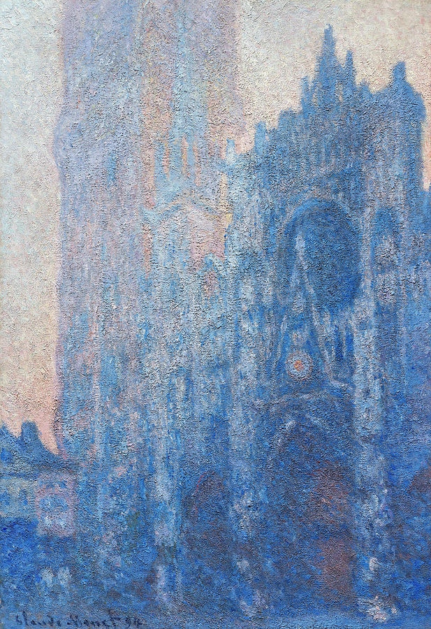 Rouen Cathedral Facade and Tour dAlbane. Morning Effect  #2 Painting by Claude Monet