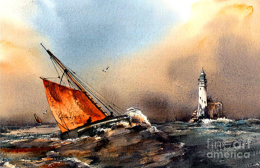 Rounding the Fastnet, Cork #1 Painting by Val Byrne
