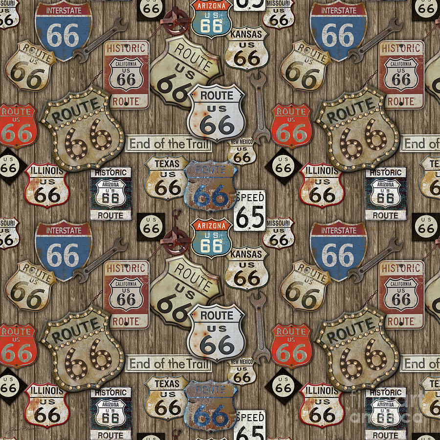 Route 66-JP3956-B #1 Painting by Jean Plout