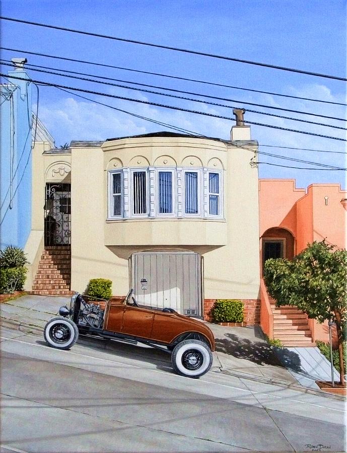 San Francisco Painting - Row House and Roadster #1 by Ruben Duran