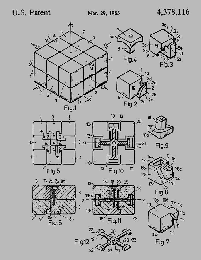 rubiks cube Patent 1983 #2 Photograph by Chris Smith