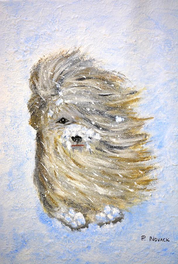 Winter Painting - Rufus In The Snow #1 by Patricia Novack