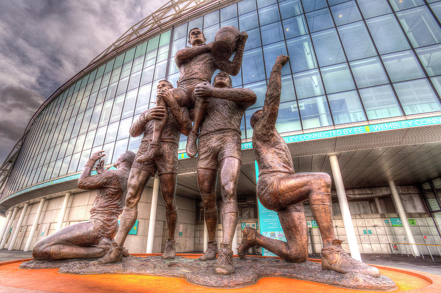 Rugby League Legends statue Wembley stadium #1 Photograph by David Pyatt