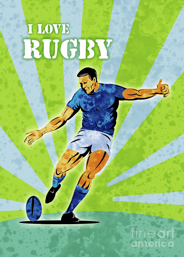 Rugby Player Kicking The Ball Digital Art