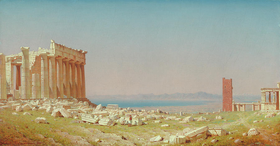 Ruins of the Parthenon #4 Painting by Sanford Robinson Gifford