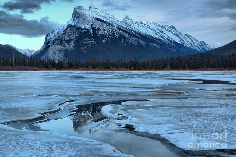 Rundle Reflections In The Vermilion Lakes Water Channel Photograph by Adam Jewell