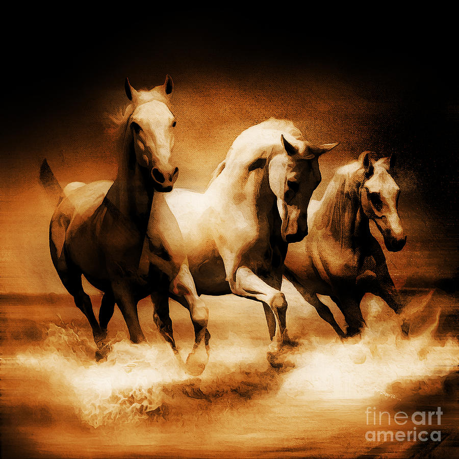 Running Horses  #2 Painting by Gull G
