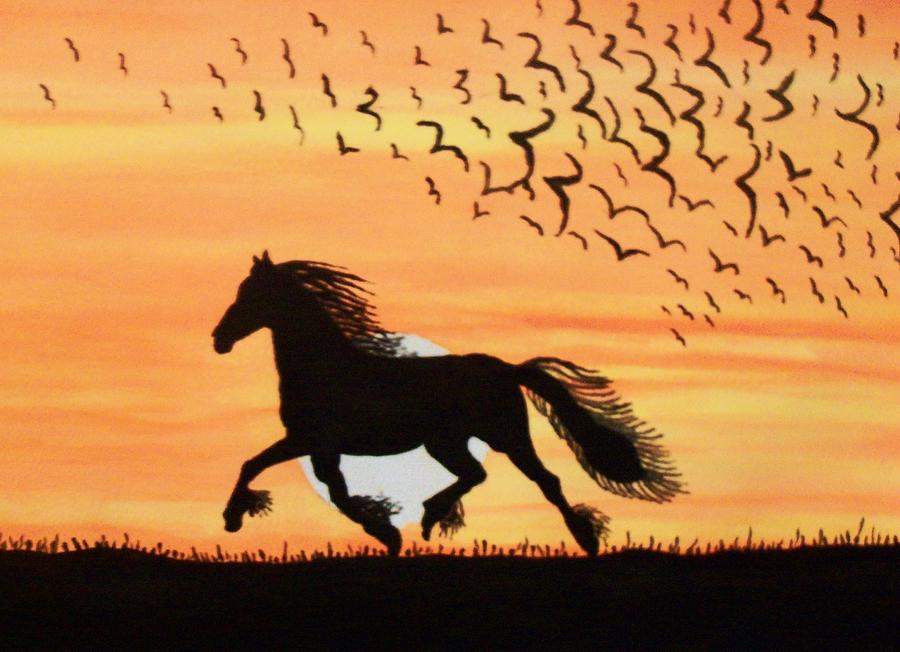 Running In The Wind #1 Painting by Connie Valasco