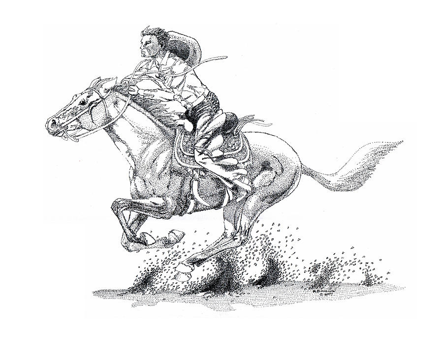 Black And White Drawing - Running Late #1 by Hugh Blanding