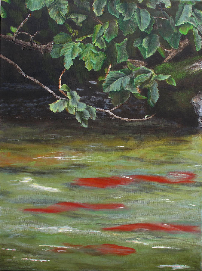 Russian River Salmon #1 Painting by Karen Peterson