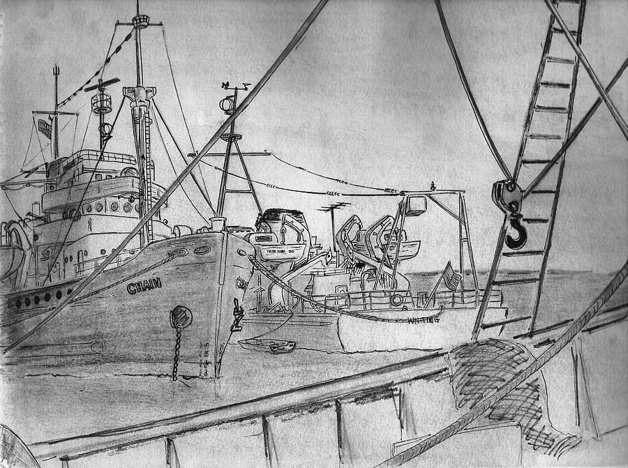 Transportation Drawing - RV Chain and USCGSS Whiting #1 by Vic Delnore