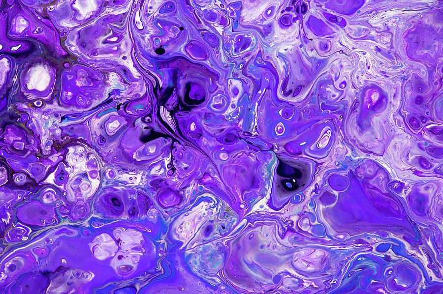 Sacred Purple Flows. Abstract Fluid Acrylic Pour #2 Photograph by Jenny Rainbow