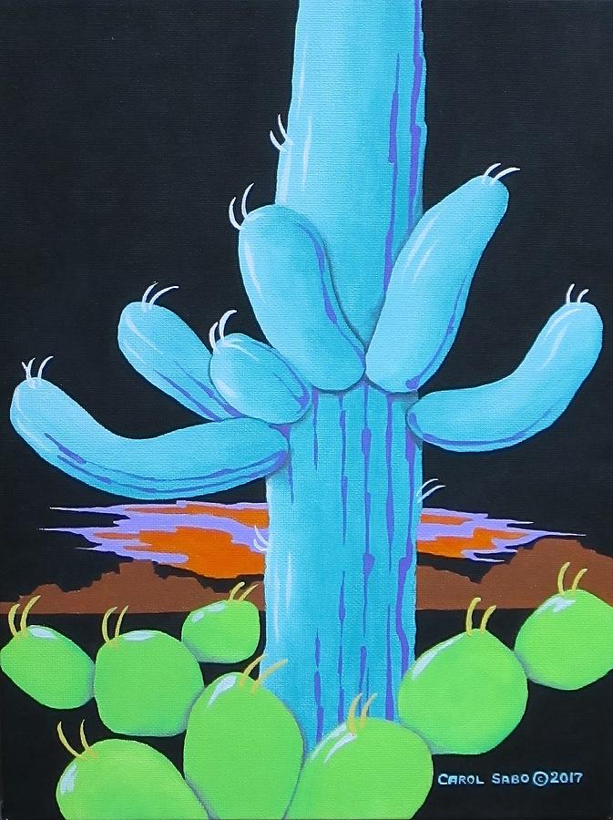 Saguaro Sunset #1 Painting by Carol Sabo