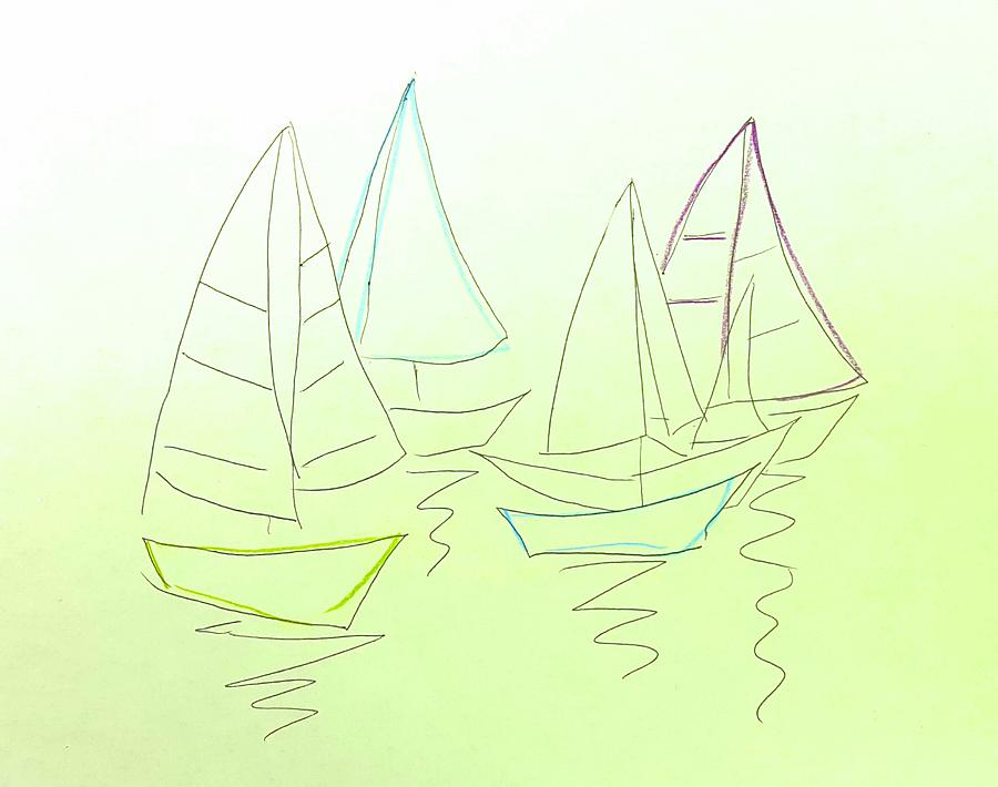 Boat Drawing - Sail boats #1 by Hae Kim