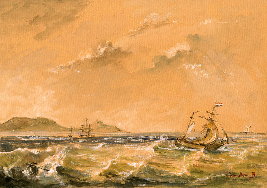 Sail Ships Painting - Sail ship #1 by Juan  Bosco