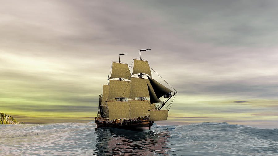 Sailing ship at full sail Digital Art by Carlos Ramos - Fine Art America