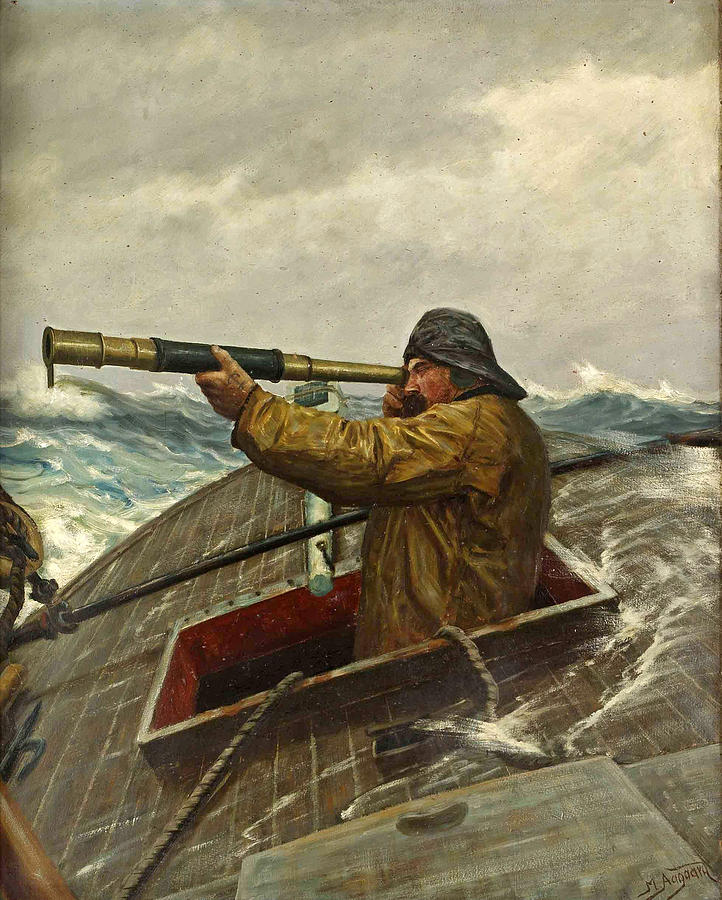 Sailor with Binoculars #1 Painting by Martin Aagaard